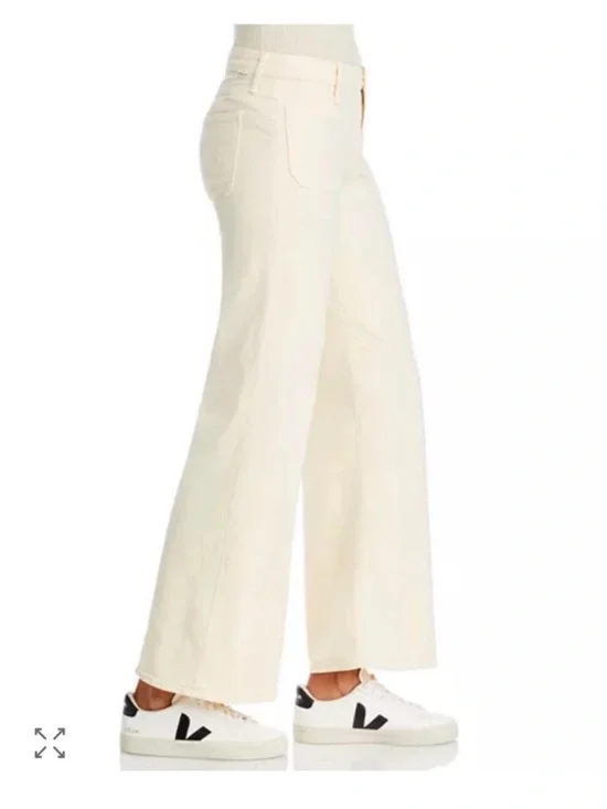 MOTHER The Patch Pocket Roller Skimp Wide Leg Jeans Sz 29 Chalk Ivory - Picture 2 of 16